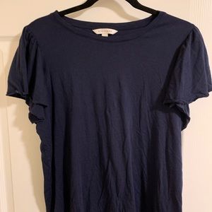 Pop sugar navy blue shirt with ruffle sleeves
